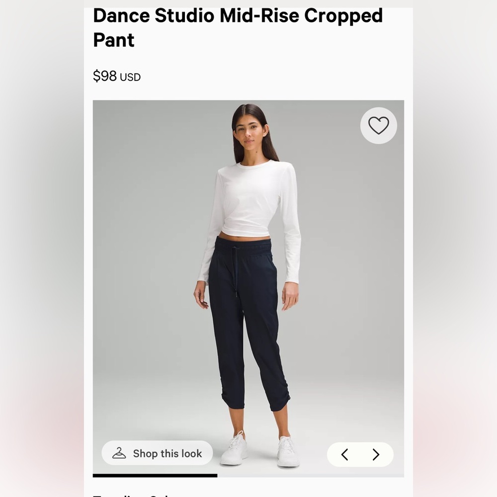 Black Lululemon Athletica Dance Studio Mid Rise Crop Pant Women’s Size 6